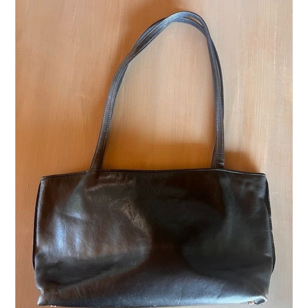Vintage Original Monsac MW‎ Black Leather Handbag Elegant Timeless Purse Tote - Picture 9 of 16